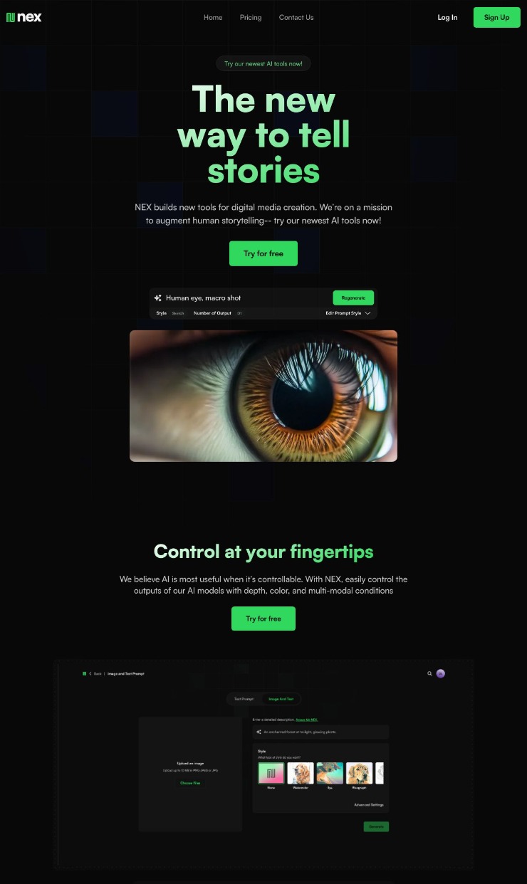 Nex — website design on Landdding