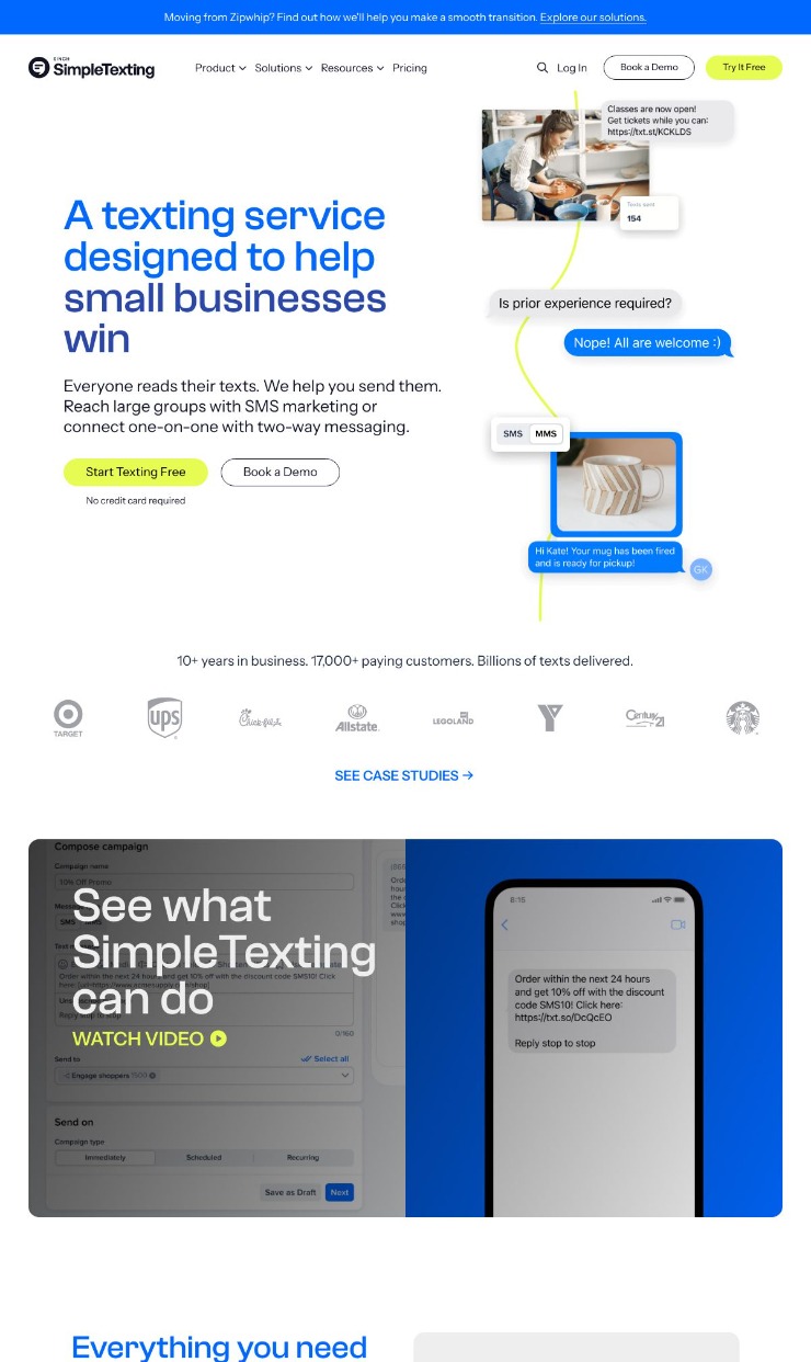 Simple Texting — website design on Landdding