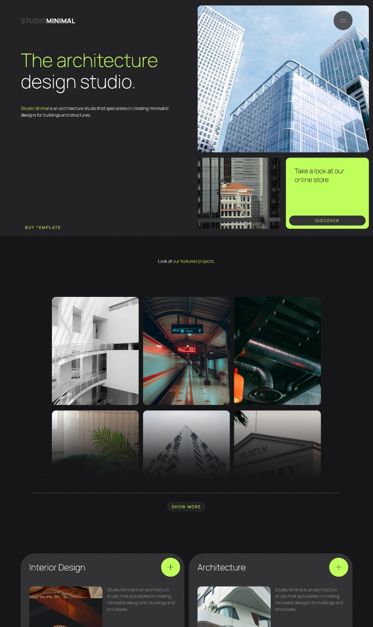 Studio Minimal - Agency Webflow Template — website design on Landdding