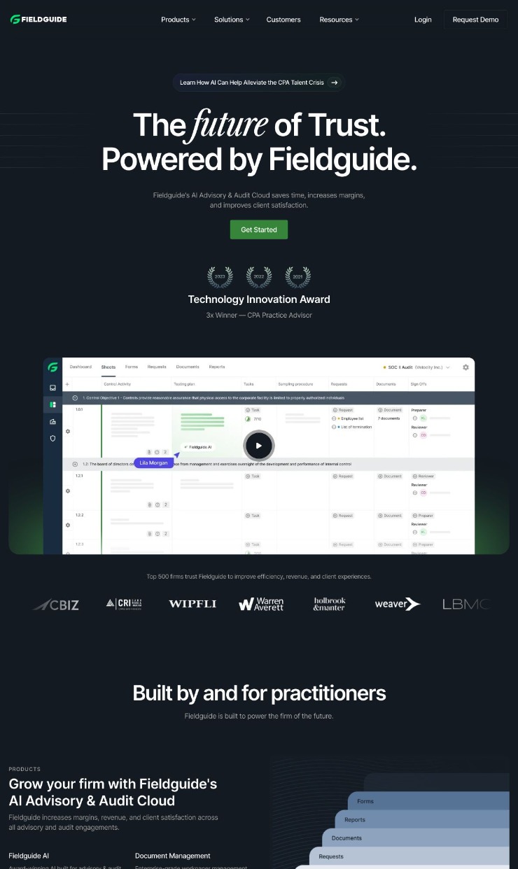 Fieldguide Advisory — website design on Landdding
