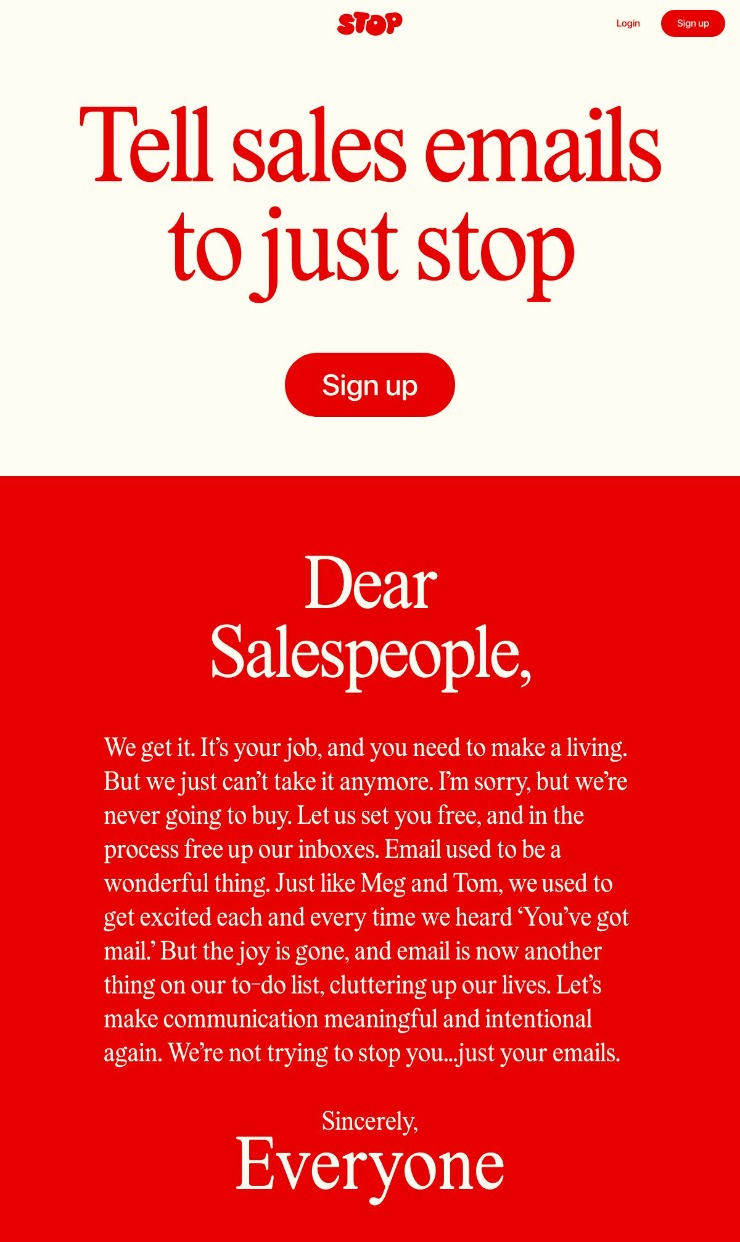Stop — website design on Landdding