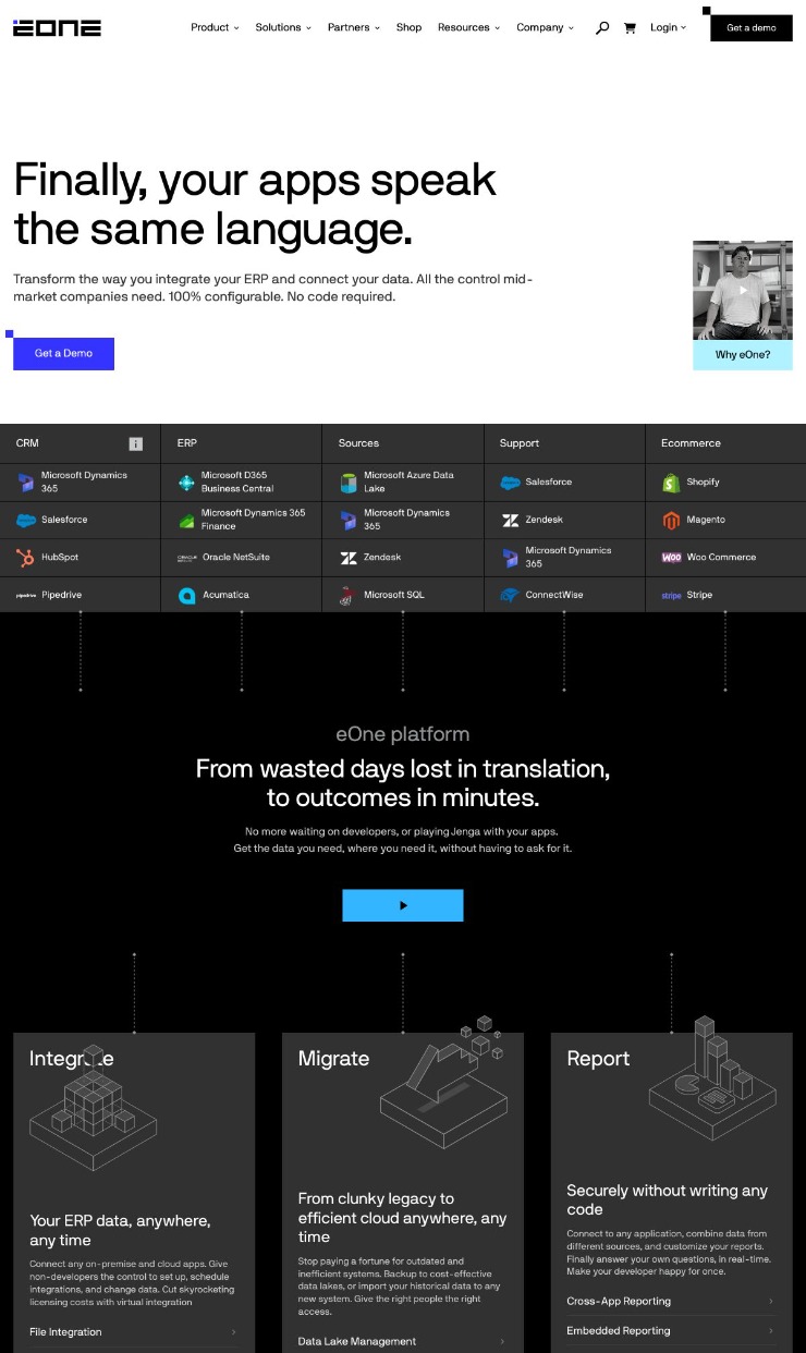 Eone — website design on Landdding