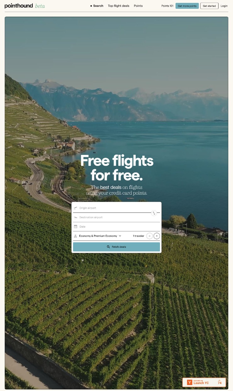 Pointhound — website design on Landdding
