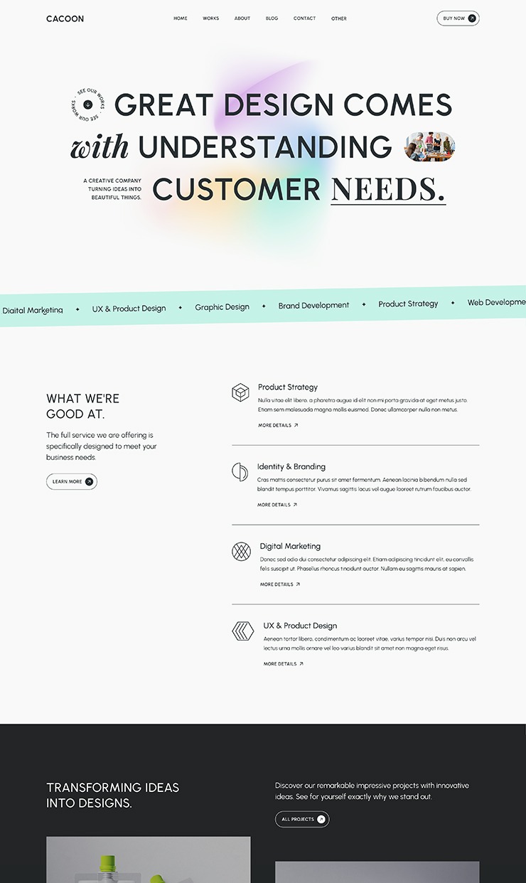 Cacoon - Portfolio Website Template — website design on Landdding