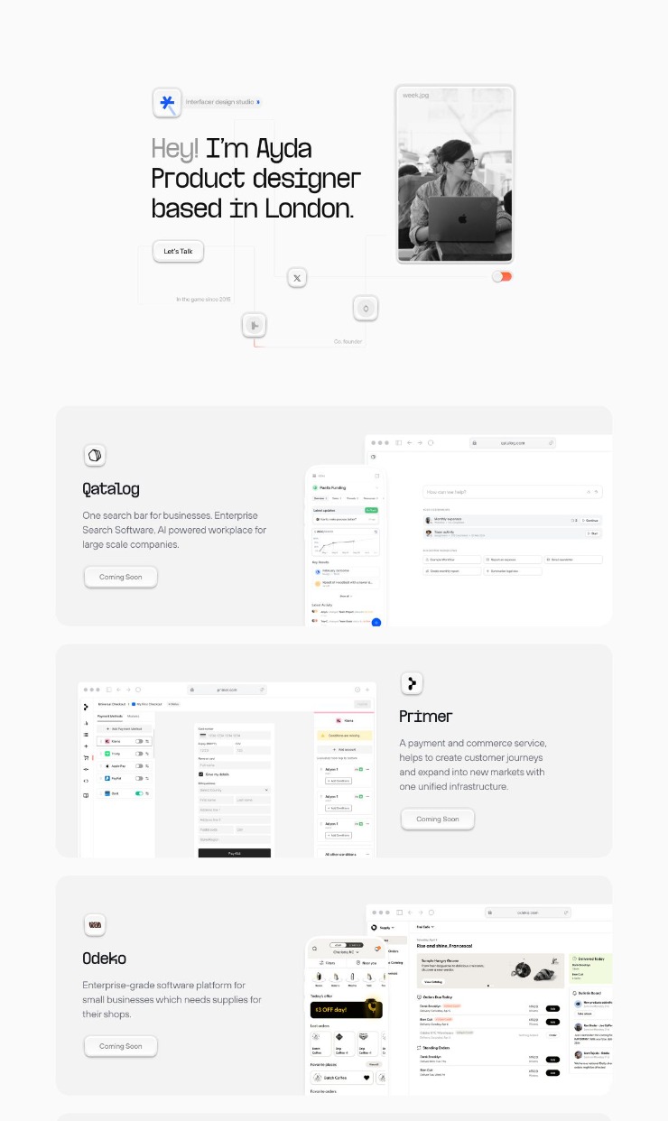 Ayda Oz Portfolio — website design on Landdding