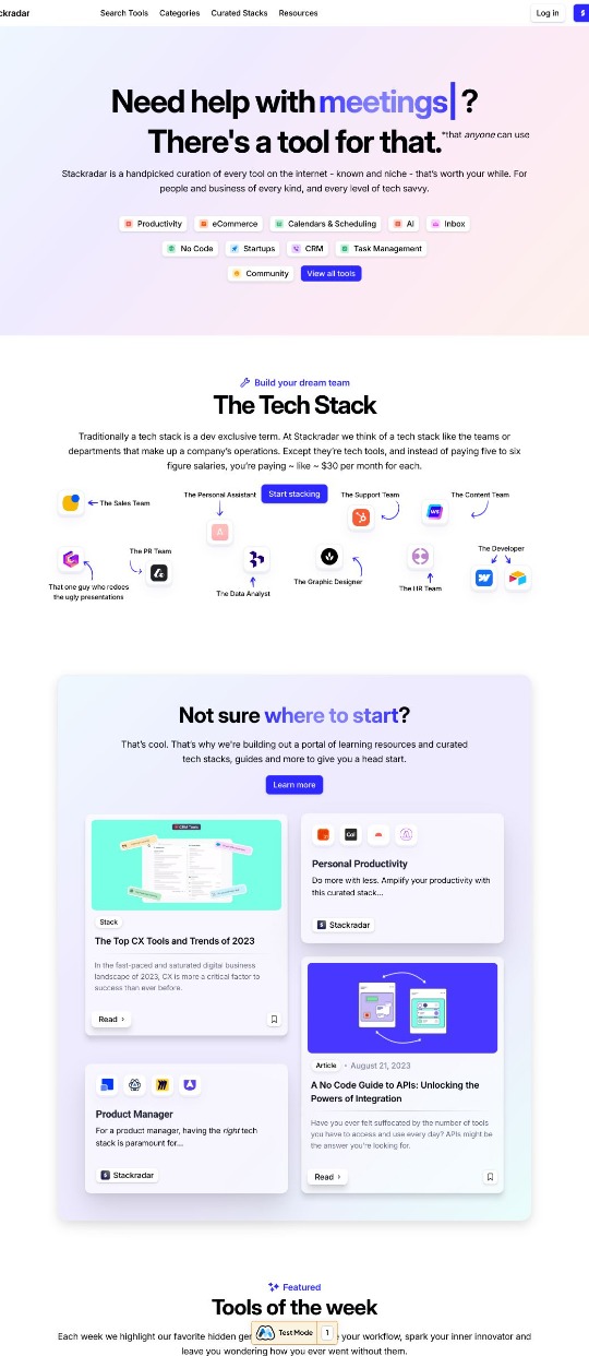 StackRadar — website design on Landdding