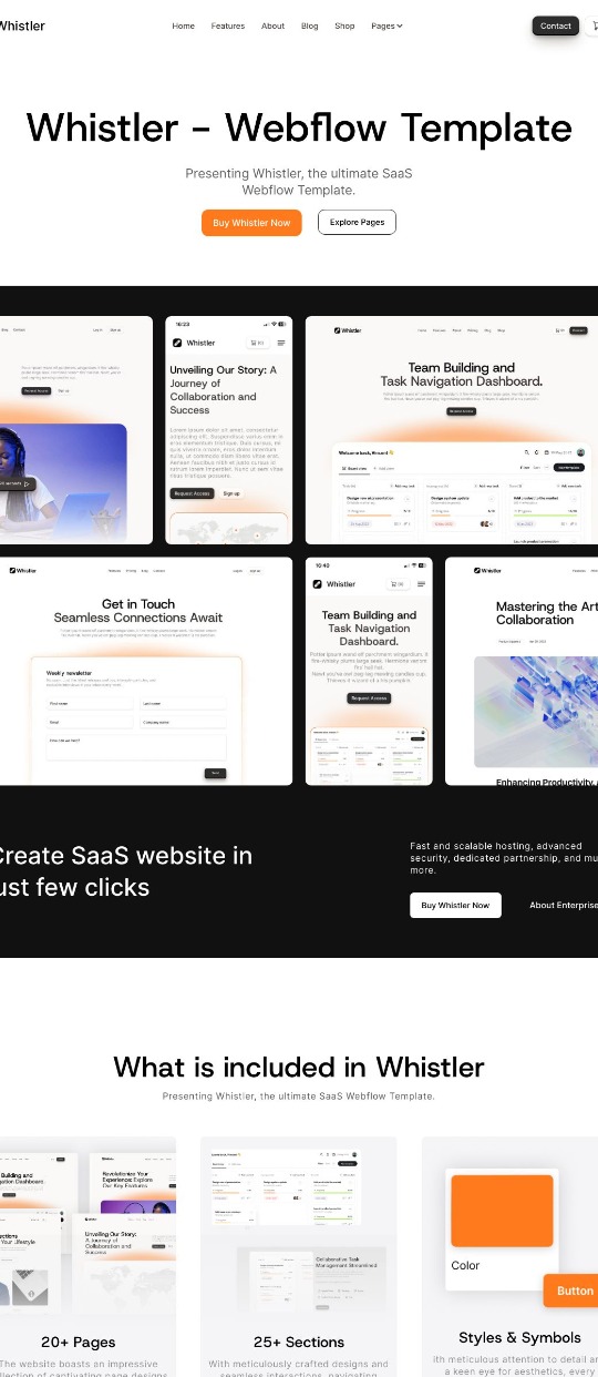 Whistler Webflow SaaS Template — website design on Landdding