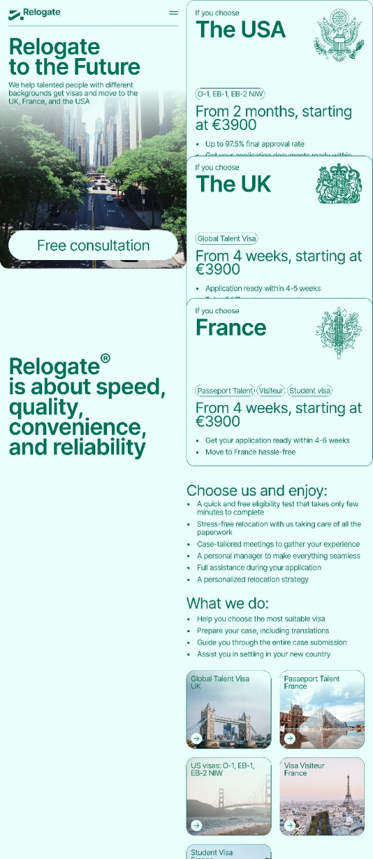 Relogate.me — website design on Landdding