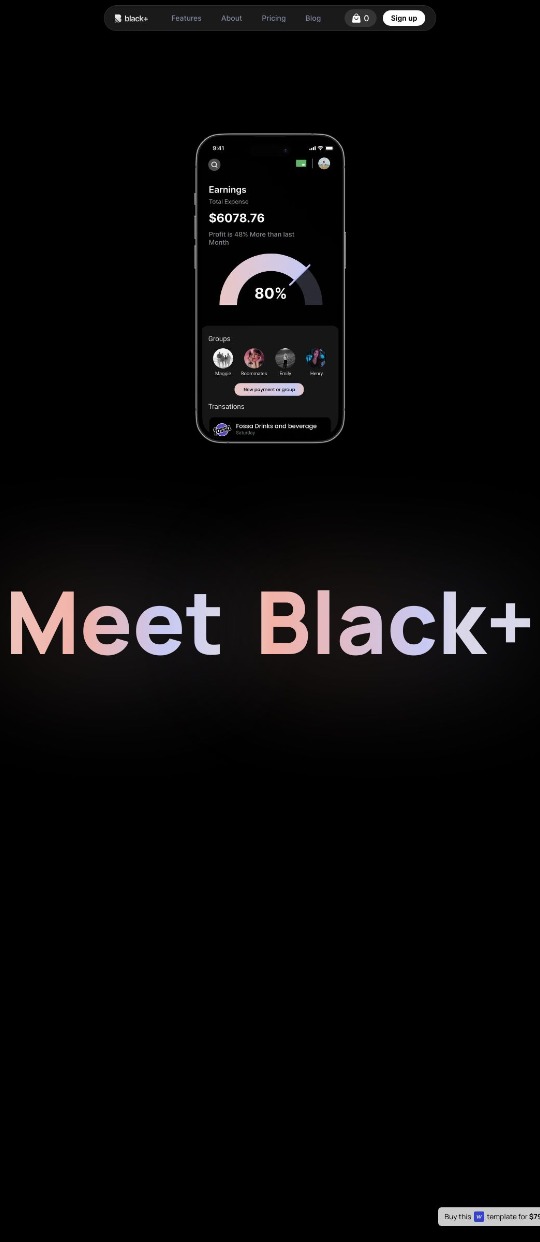 Black + — website design on Landdding