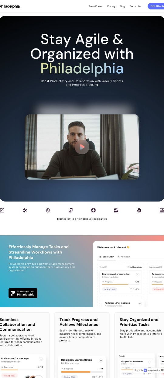 Philadelphia Webflow Template — website design on Landdding