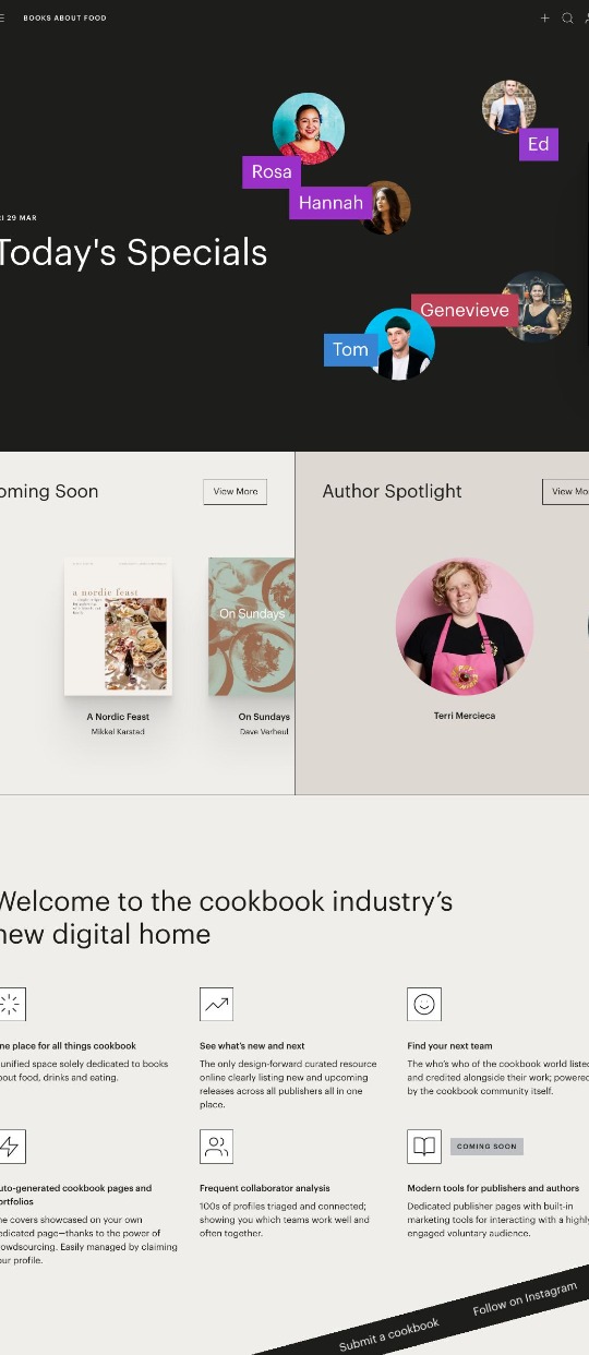Books About Food — website design on Landdding