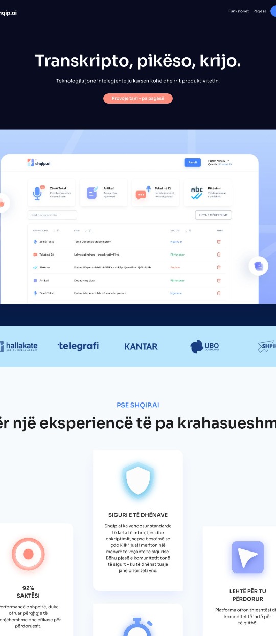 Shqip AI — website design on Landdding