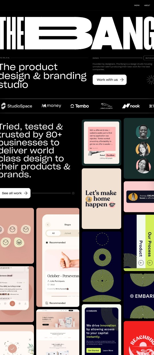 The Bang — website design on Landdding