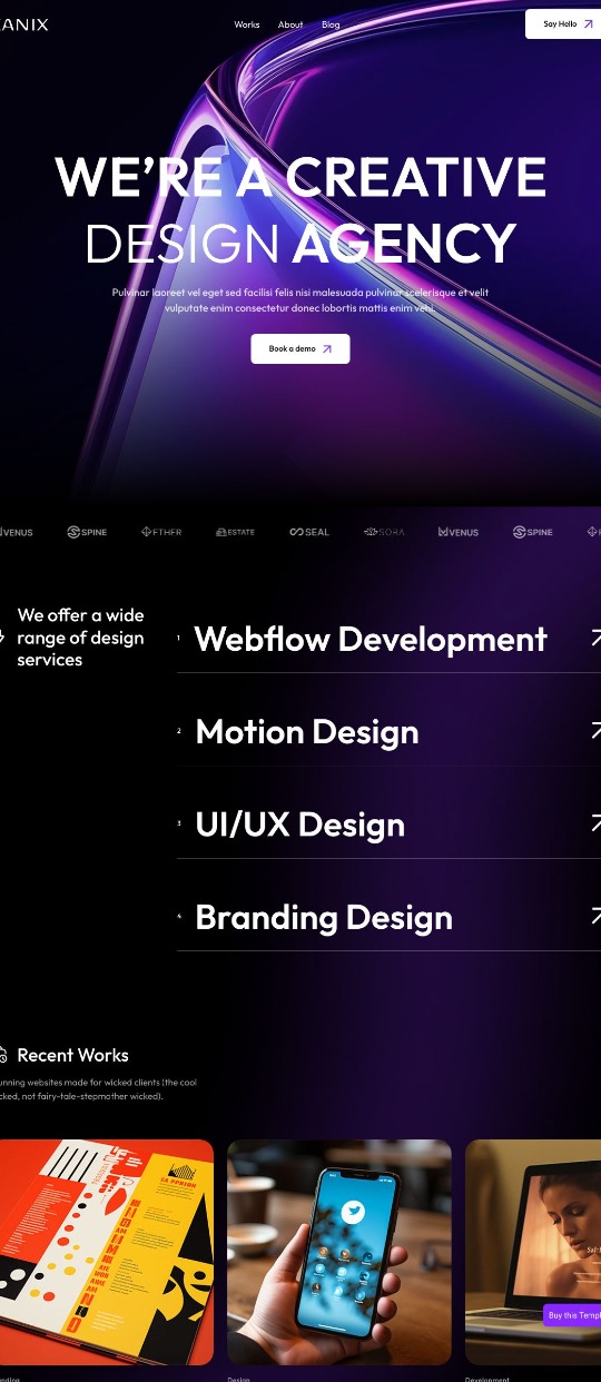 Xanix Agency Webflow Template — website design on Landdding