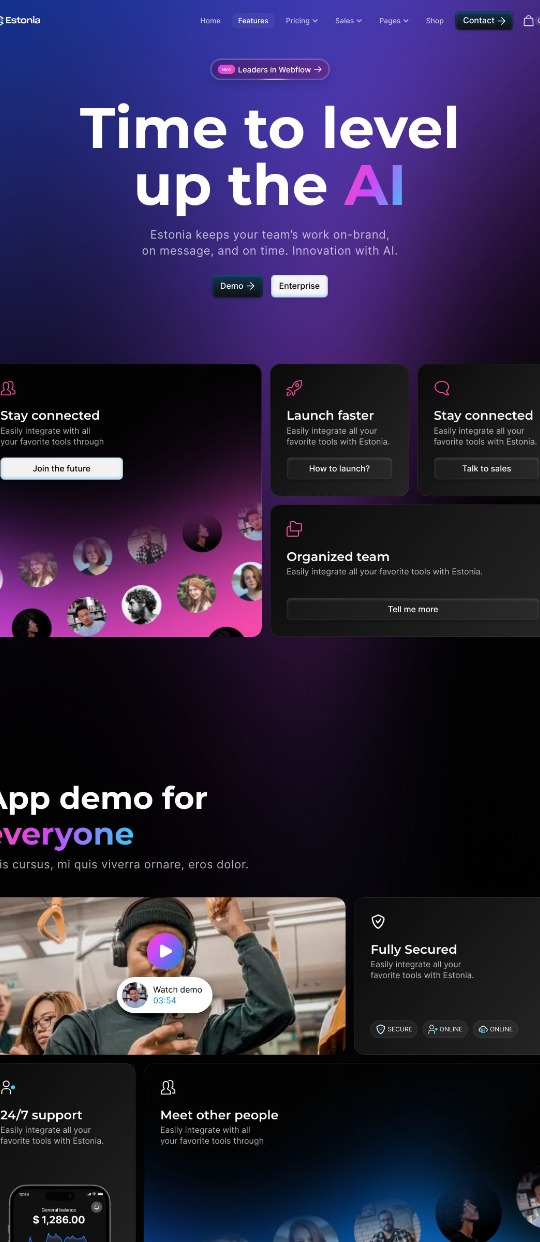 Webflow App template – Estonia  — website design on Landdding