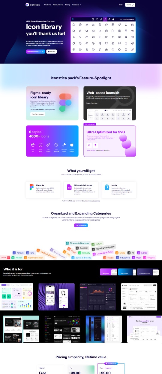 Iconstica - Icon Library — website design on Landdding
