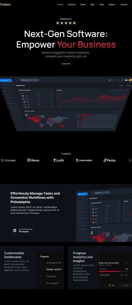 Portland Webflow template for SaaS — website design on Landdding