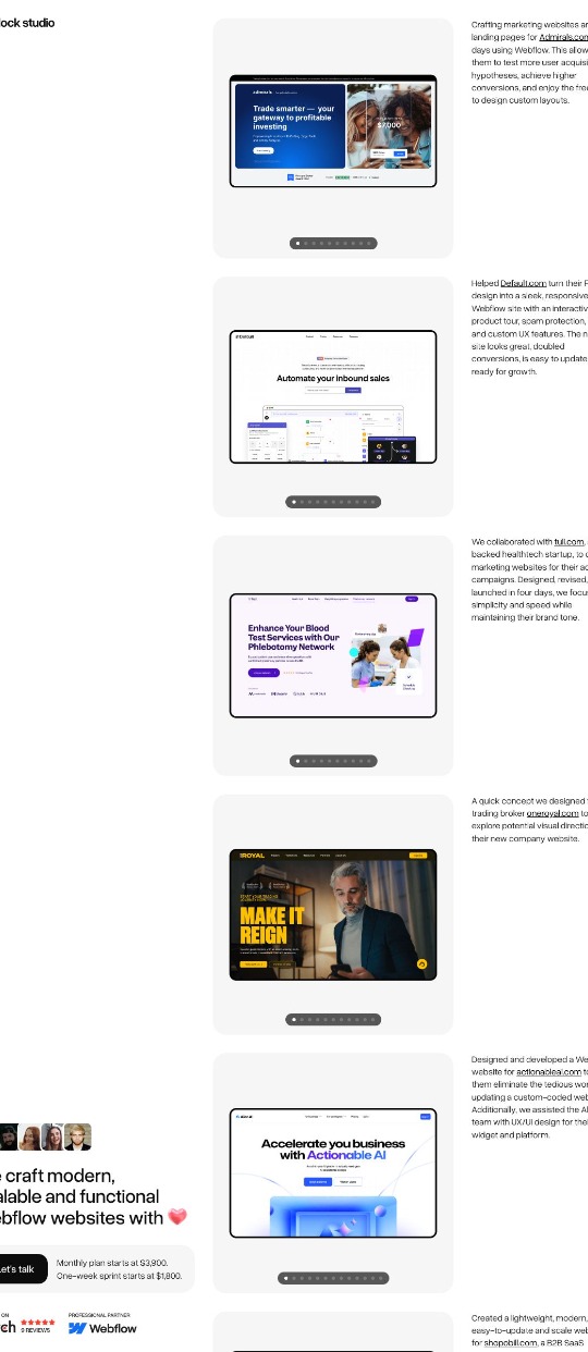 Minimalistic Webflow studio website — website design on Landdding