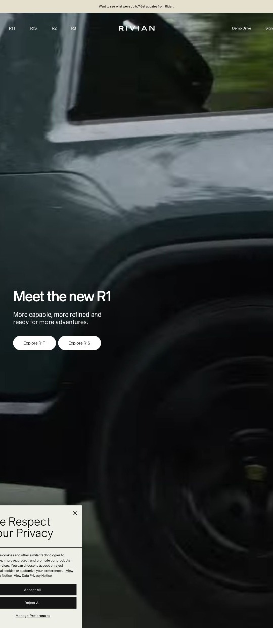 Rivian — website design on Landdding