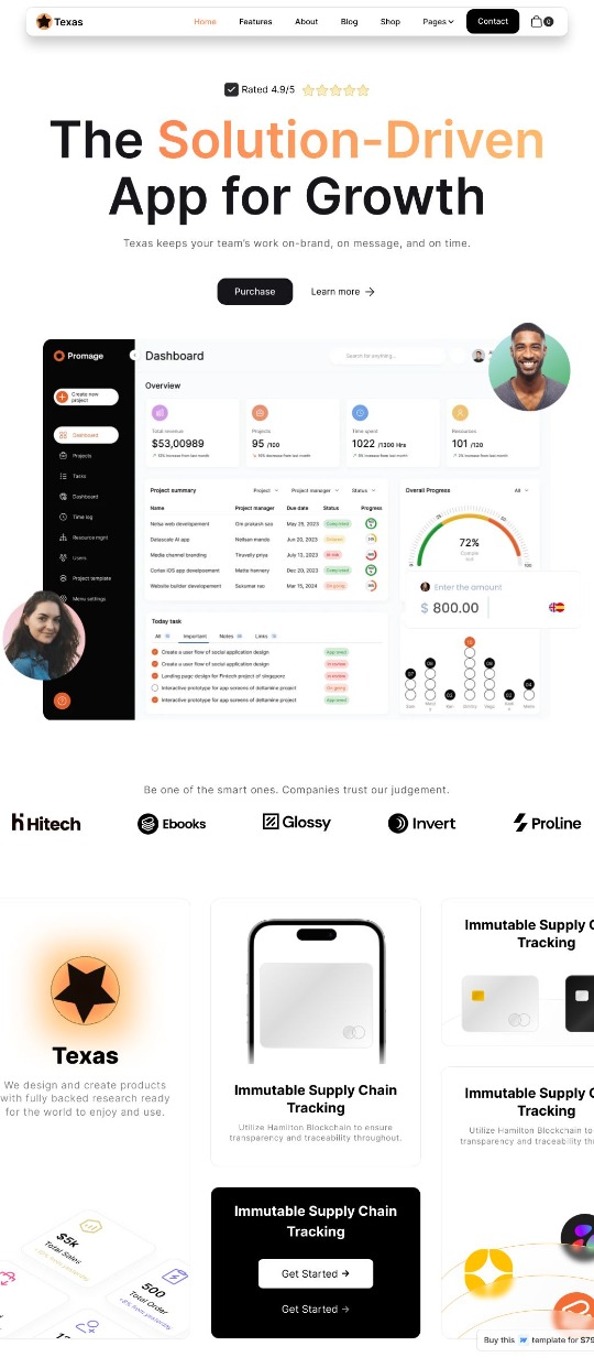 Webflow template for SaaS & App — website design on Landdding