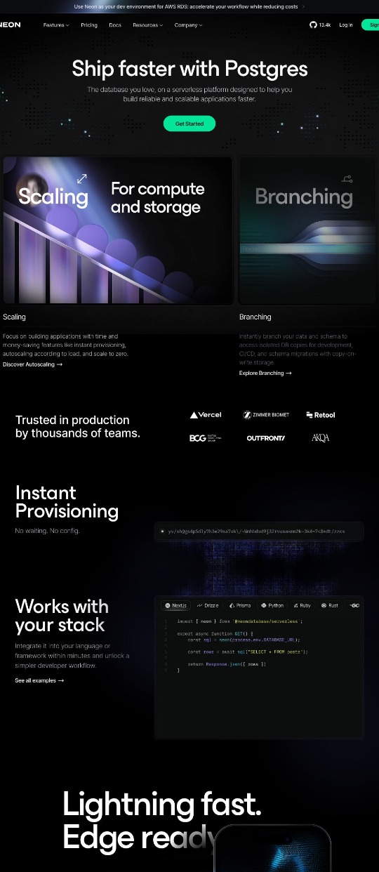 Neon Tech website — website design on Landdding