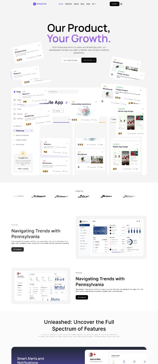 Pennsylvania White theme Webflow SaaS Template — website design on Landdding
