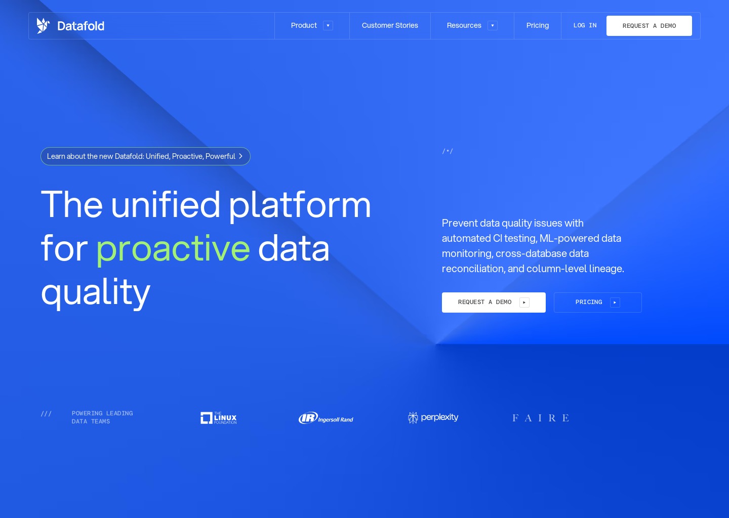 Proactive Data Quality Platform | Datafold — website design on Landdding