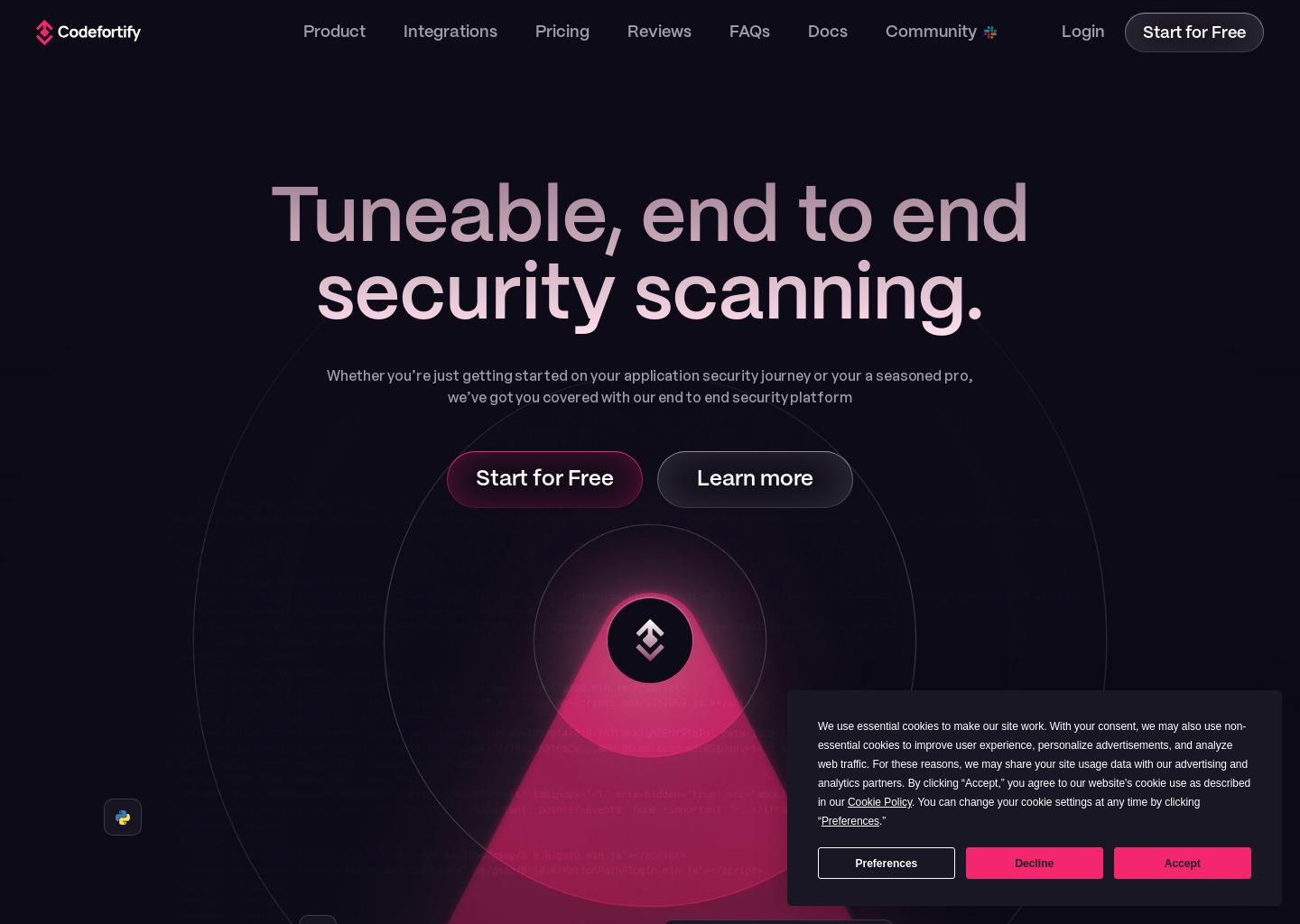 Codefortify - Tuneable ASPM & CSPM — website design on Landdding