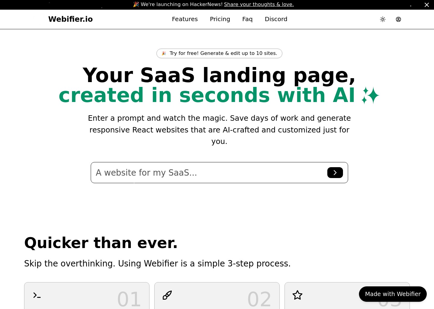Webifier | AI Landing Page Generator — website design on Landdding