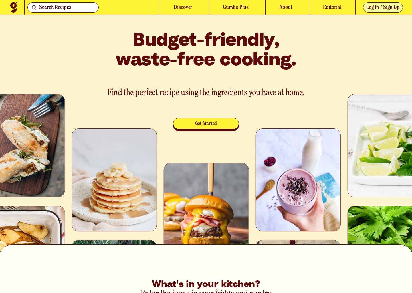 Gumbo | Find Recipes Using The Ingredients You Have at Home — website design on Landdding