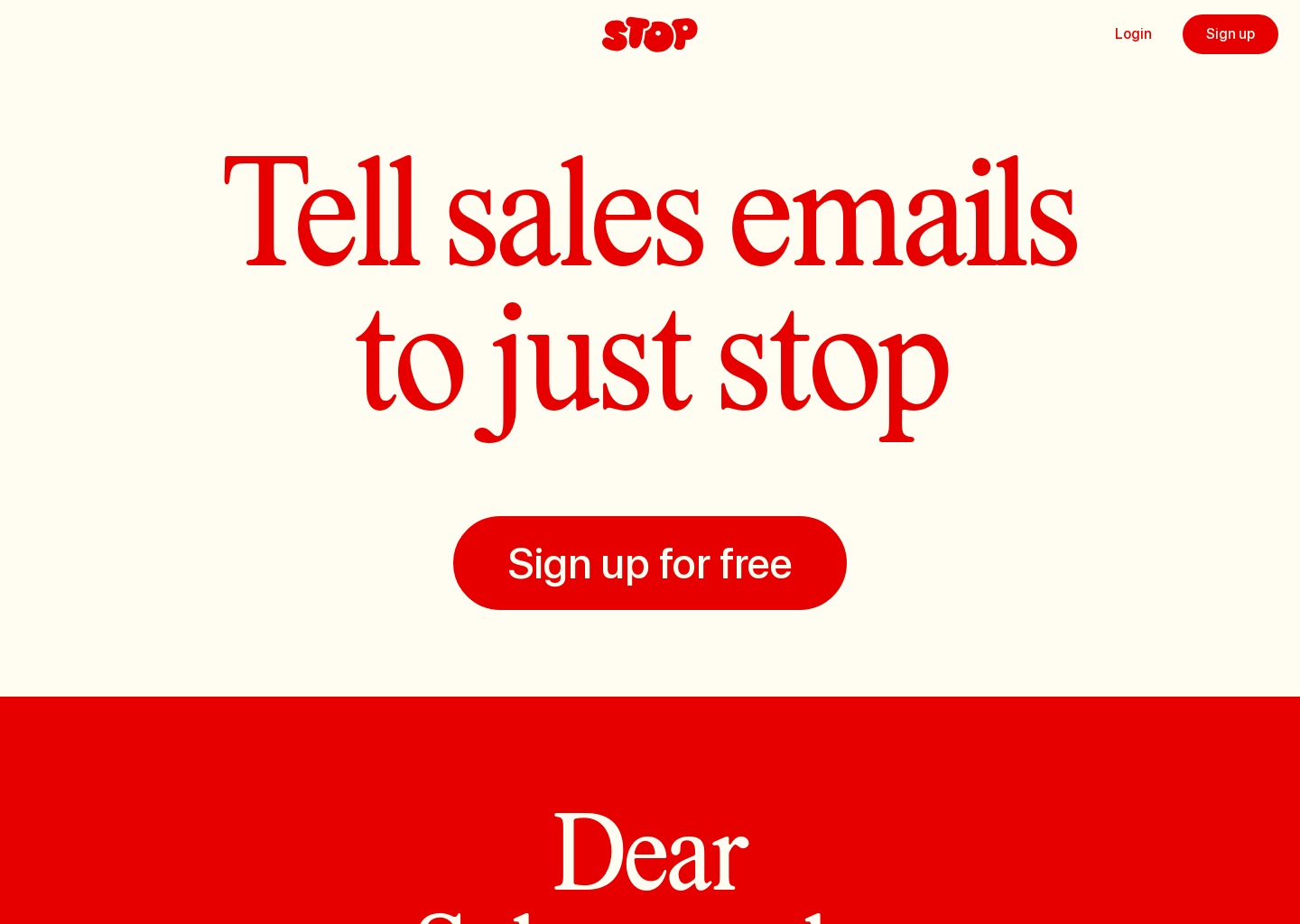Stop — website design on Landdding