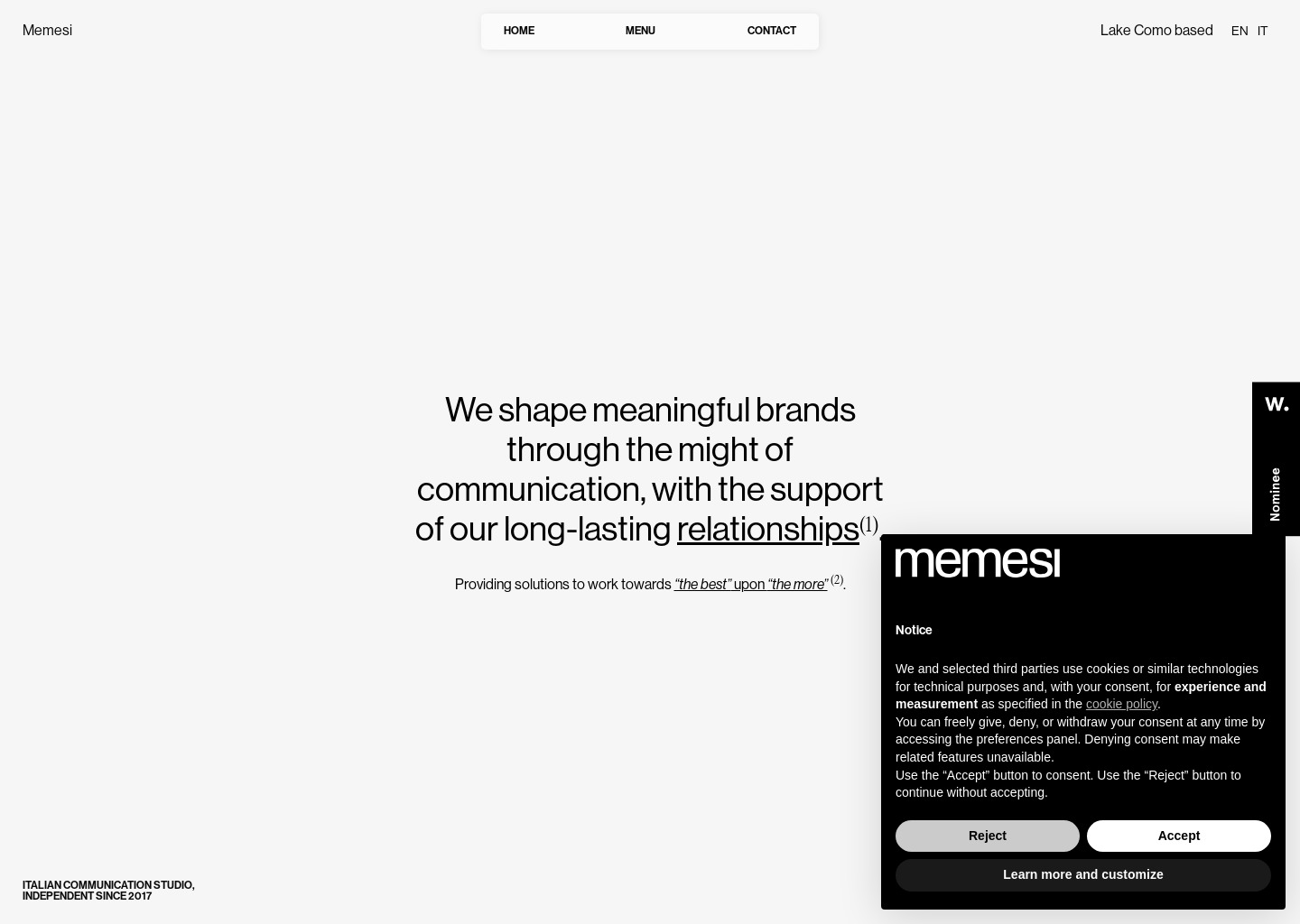 Memesi: branding studio, visual communication, web design — website design on Landdding