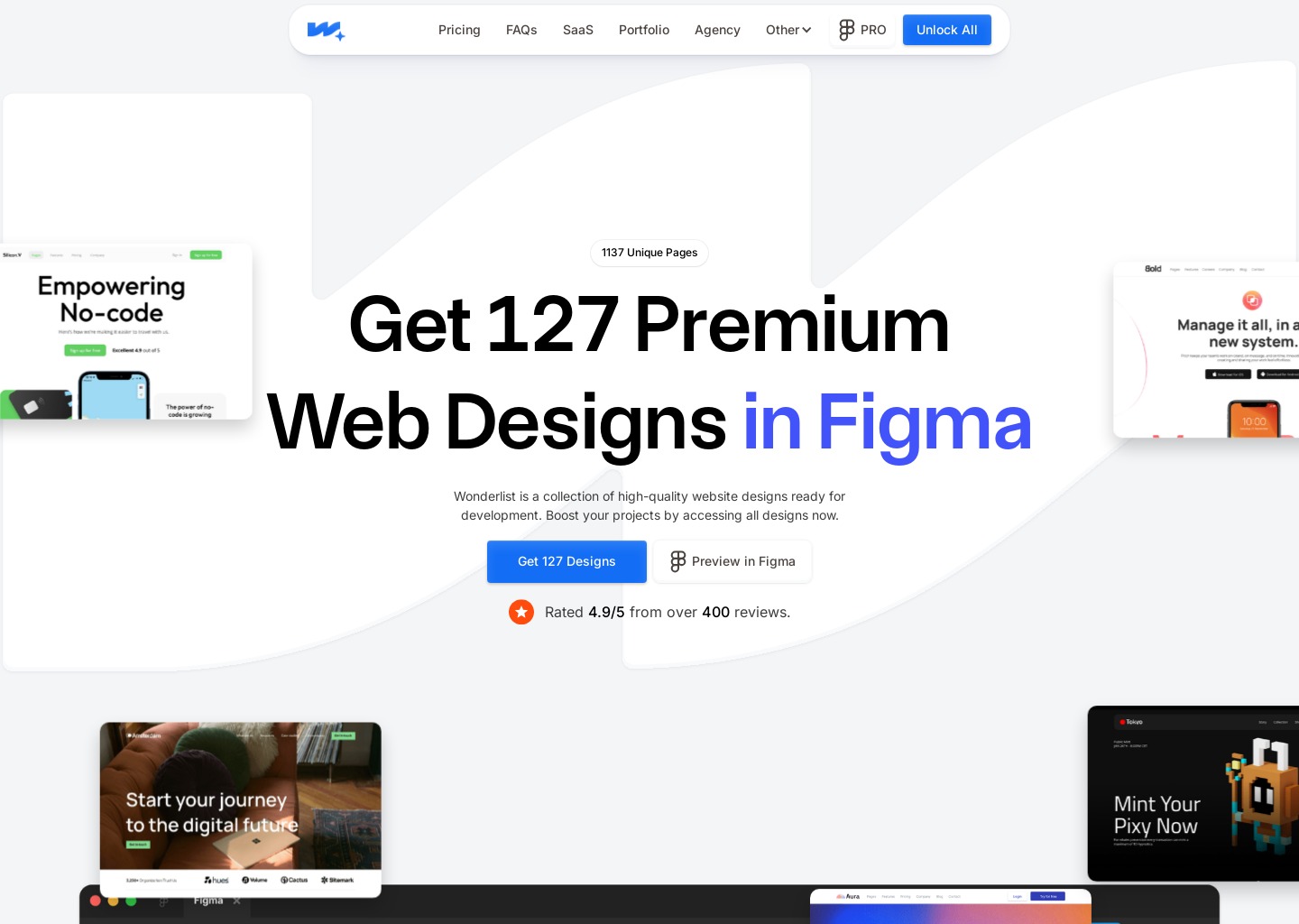 Wonderlist - Collection of 127 Figma Website Designs  — website design on Landdding