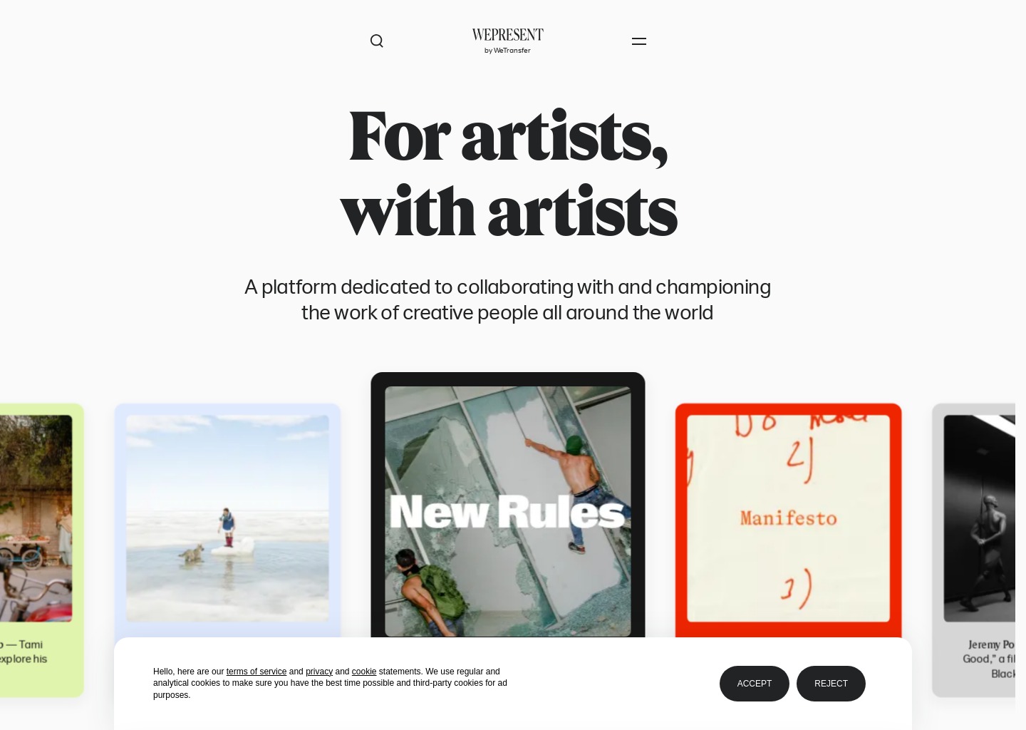 WePresent | Unexpected stories about creativity — website design on Landdding