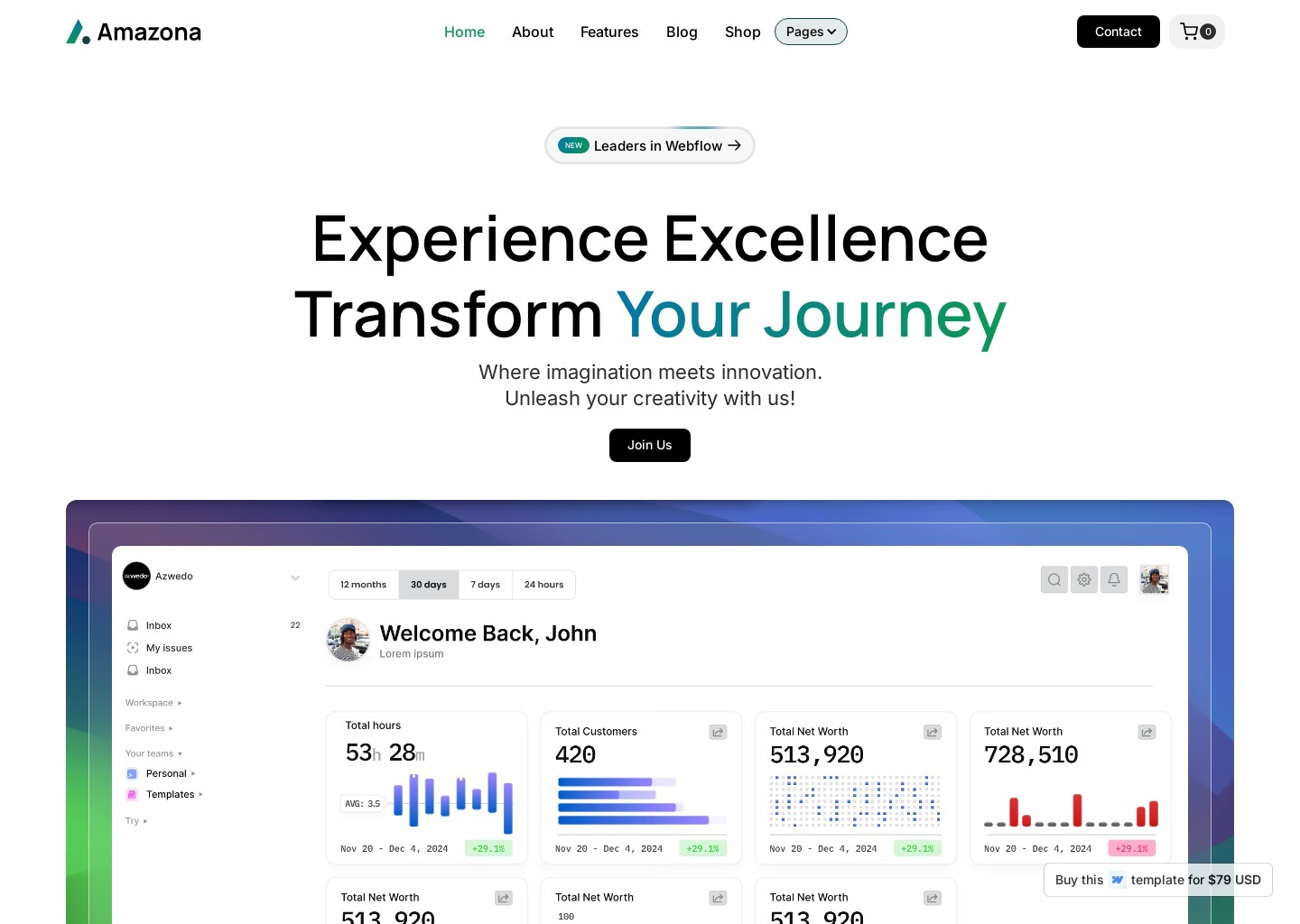 Amazona - Webflow Template — website design on Landdding