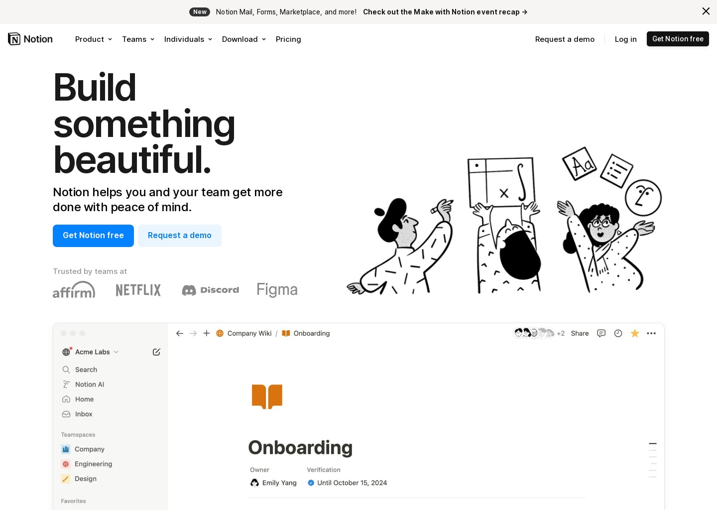 Notion — website design on Landdding