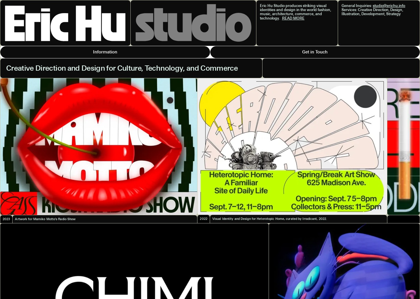Eric Hu Studio — website design on Landdding