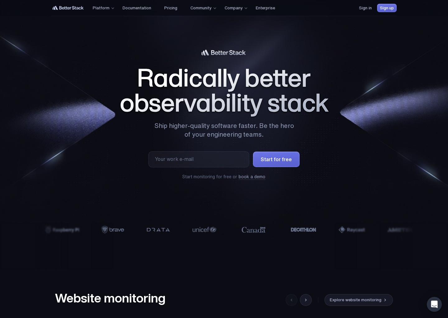 Better Stack — website design on Landdding