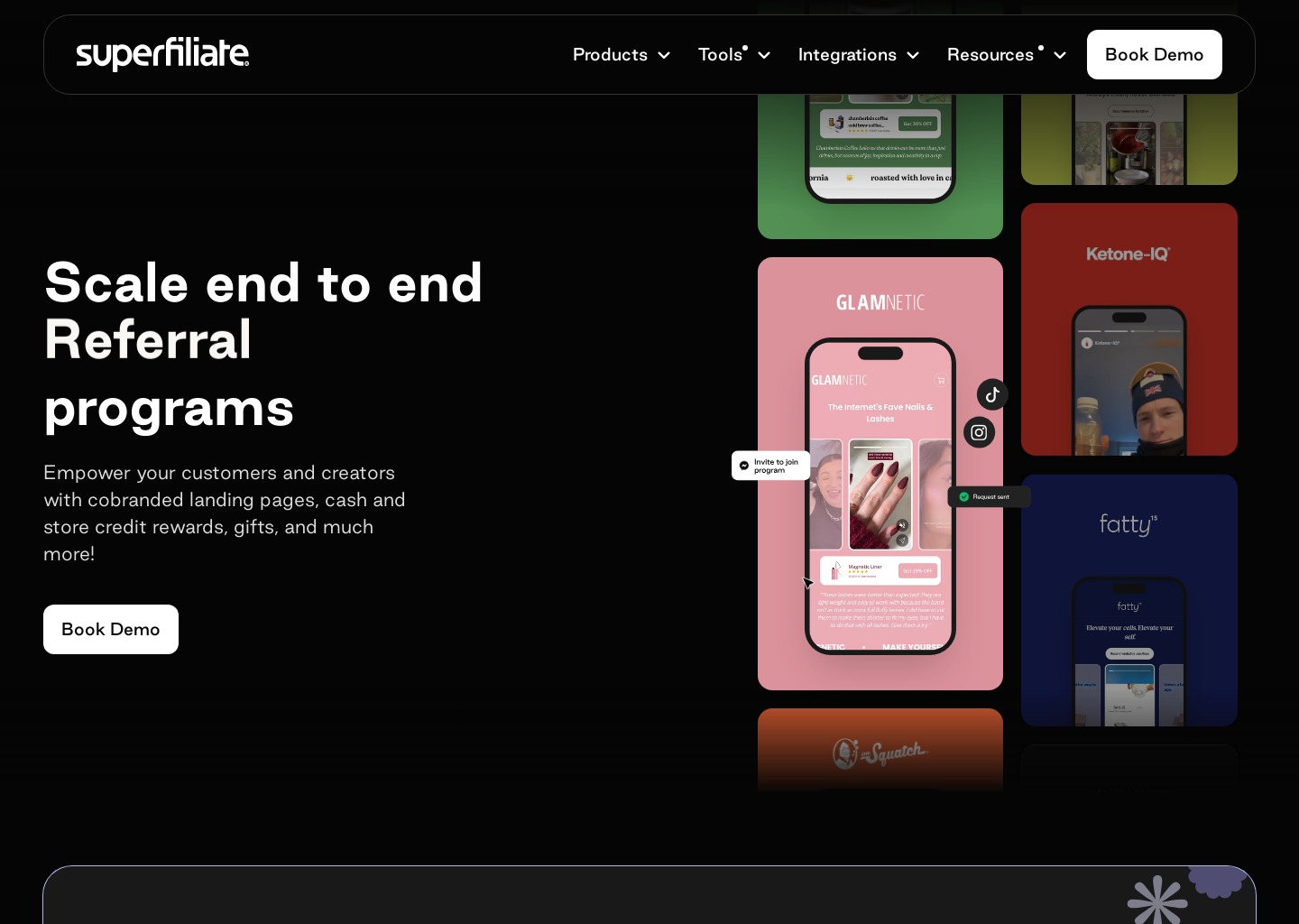 Superfiliate — website design on Landdding