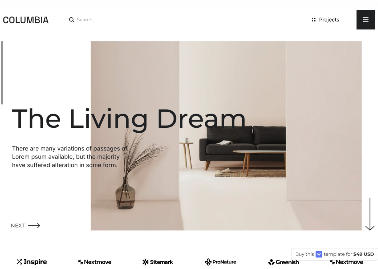 Columbia - Webflow template — website design on Landdding