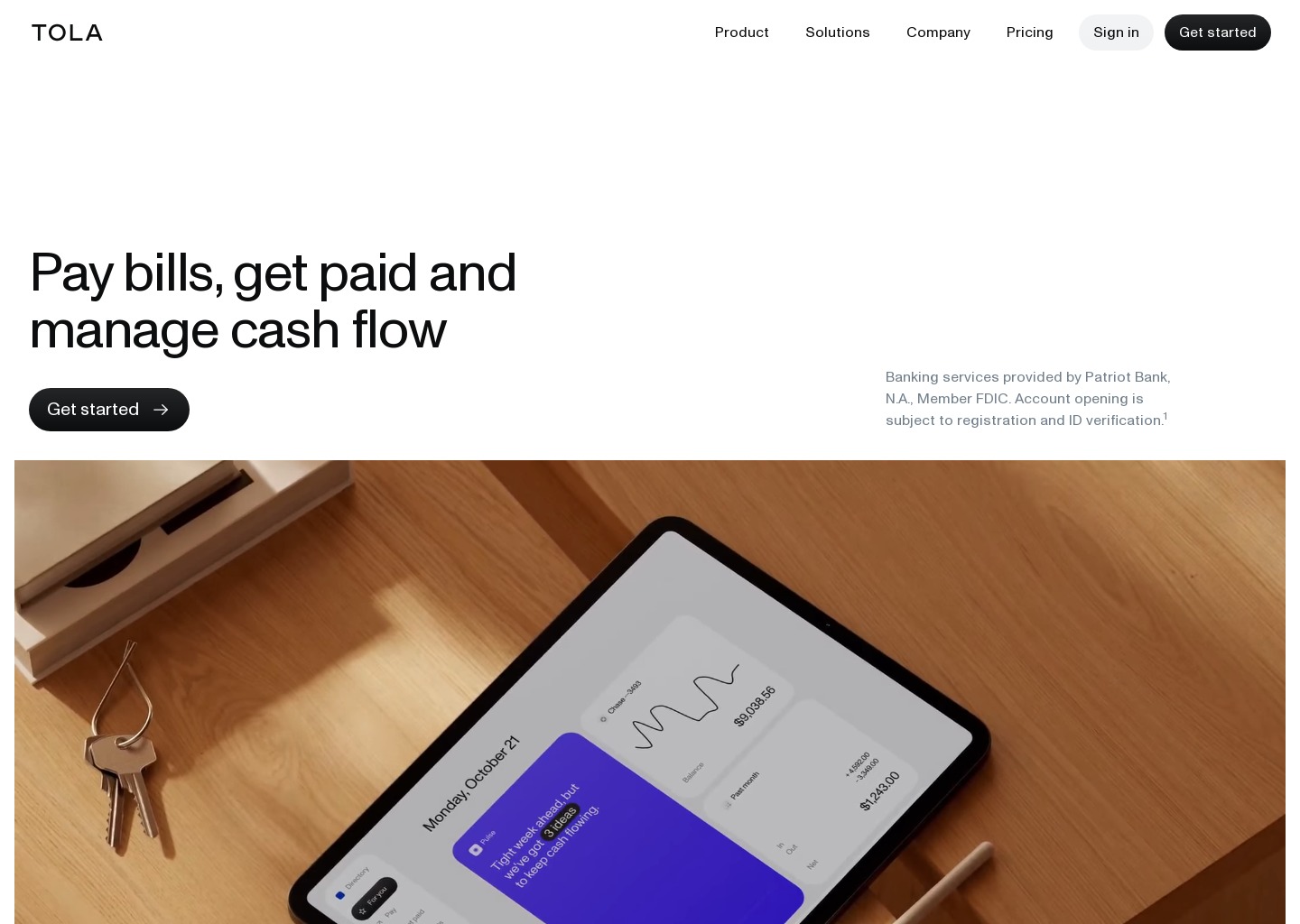 Tola — website design on Landdding
