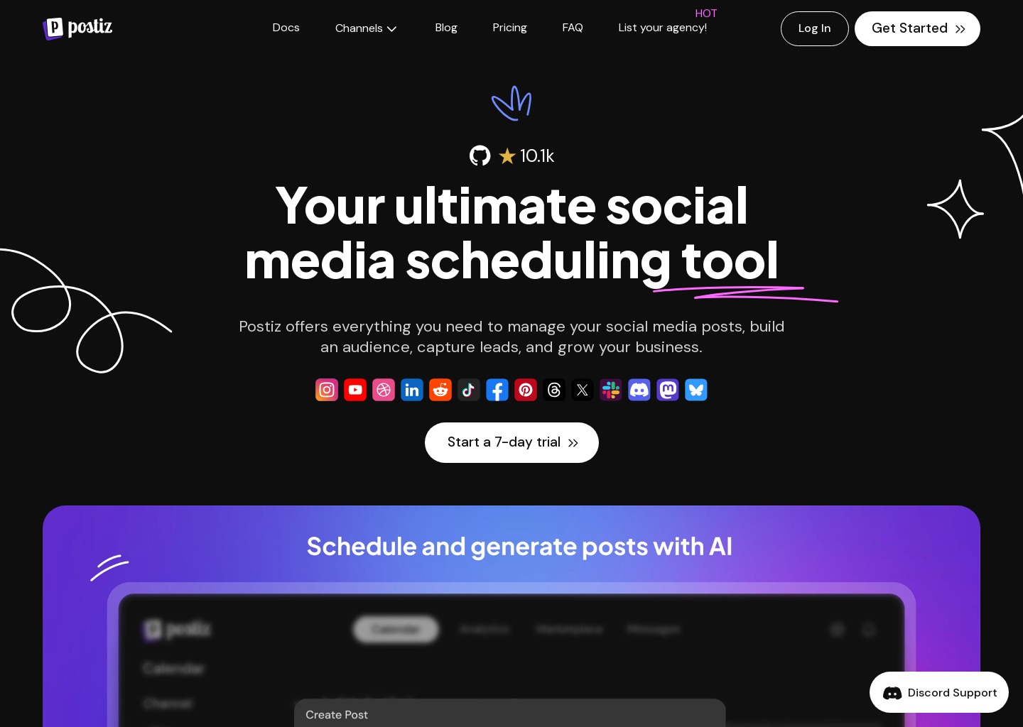 Postiz — website design on Landdding