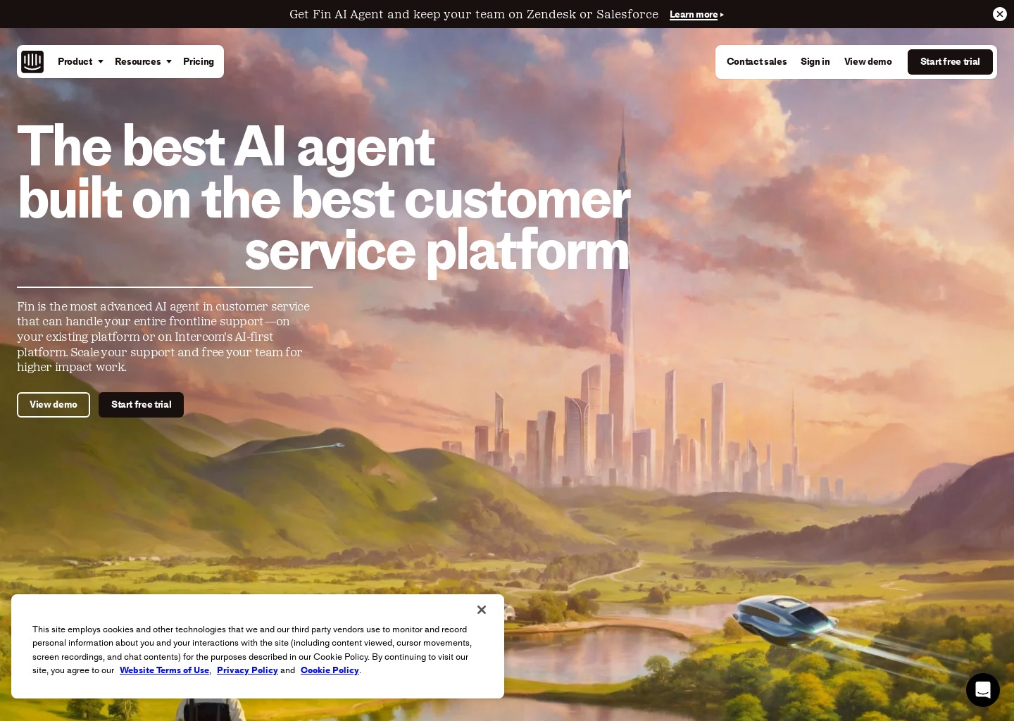 Intercom — website design on Landdding