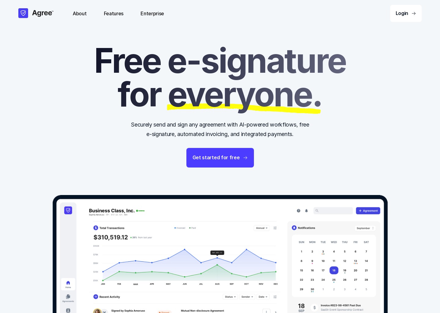 Agree.com — website design on Landdding