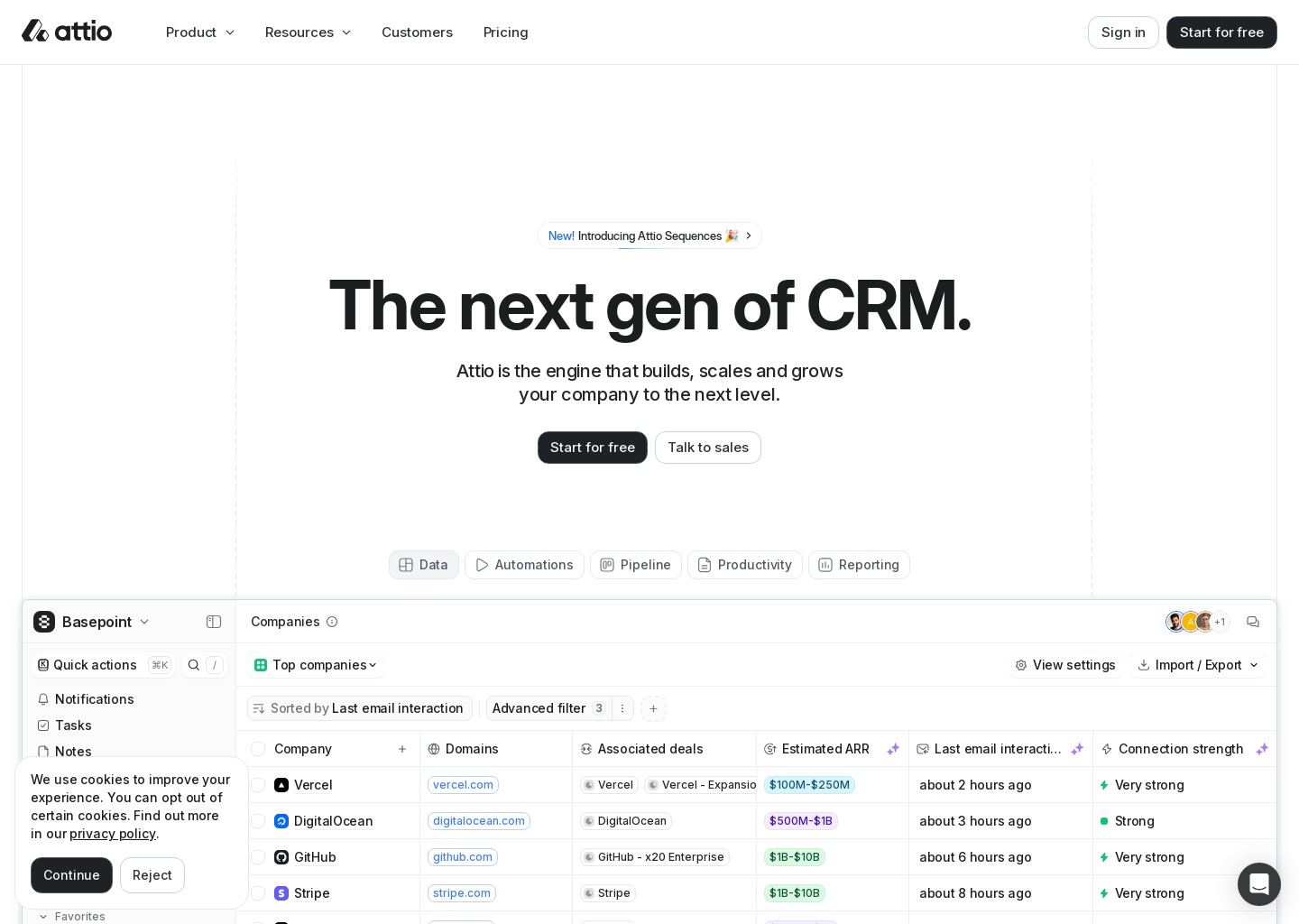 Attio: Customer relationship magic — website design on Landdding