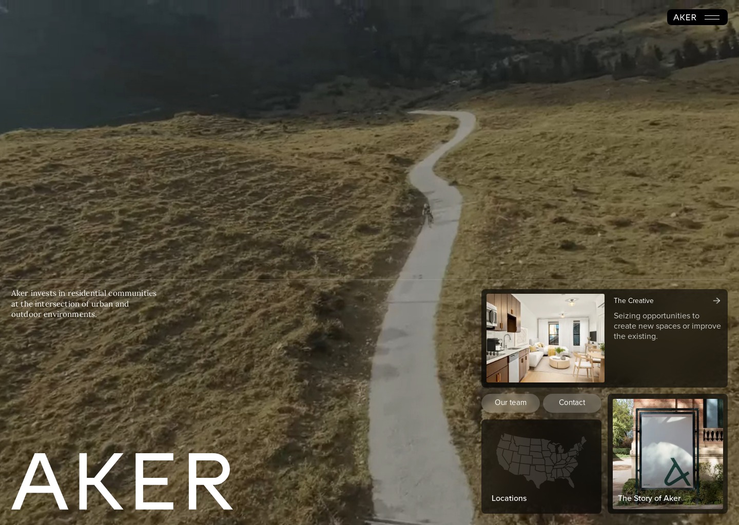 Aker – Boundless Pursuits — website design on Landdding