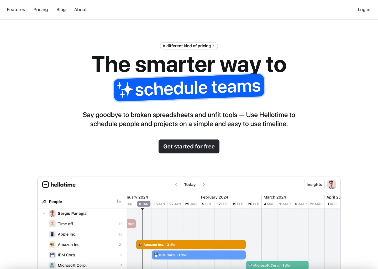 Hellotime — website design on Landdding