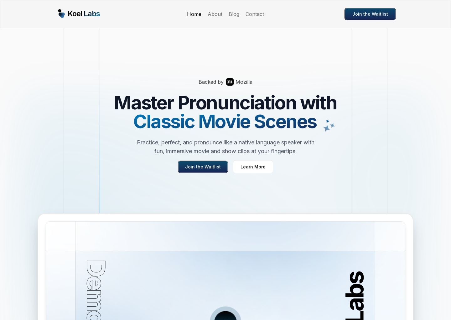 Koel Labs - Your new favorite tool for pronunciation learning — website design on Landdding
