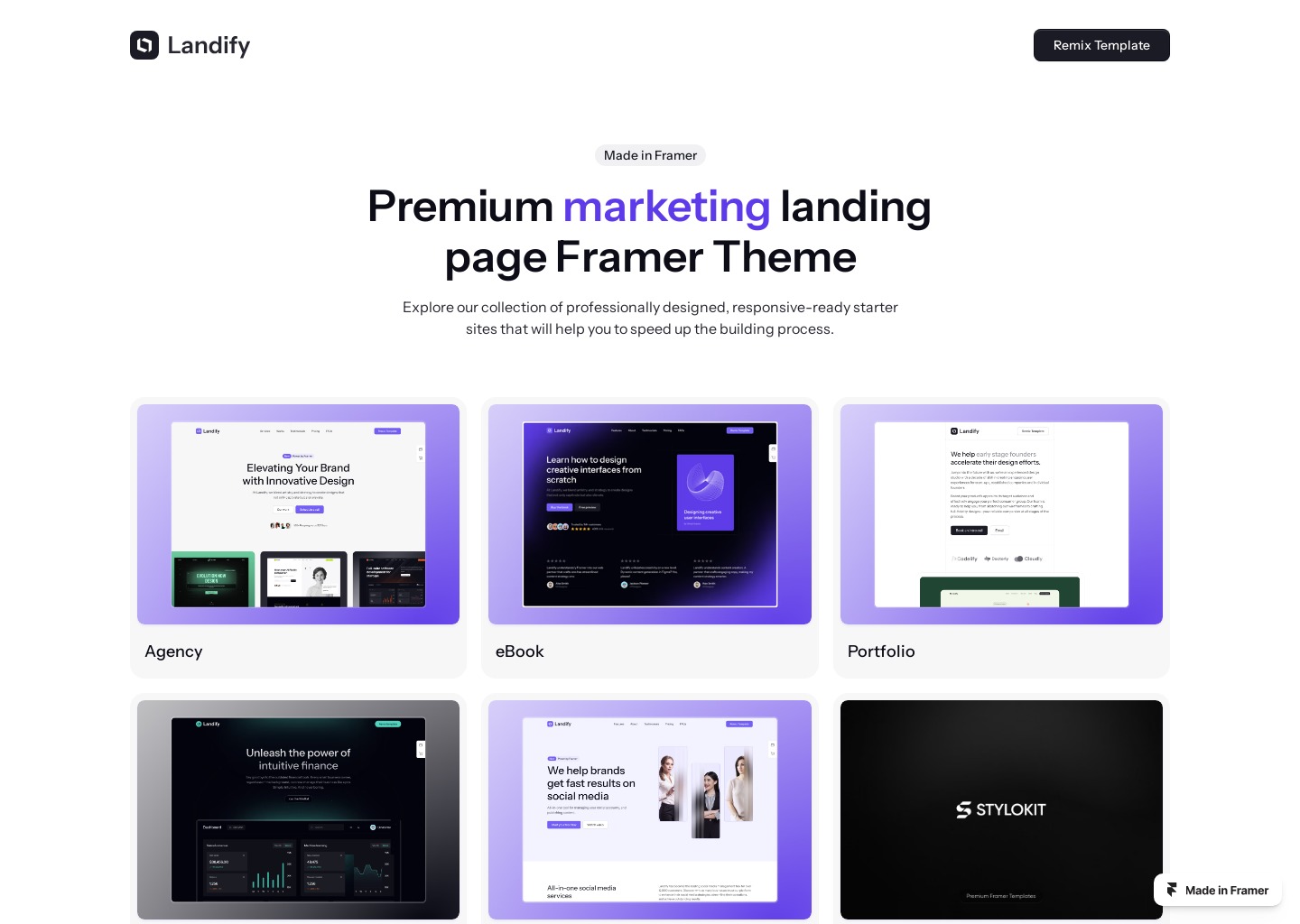 Landify - one page templates — website design on Landdding