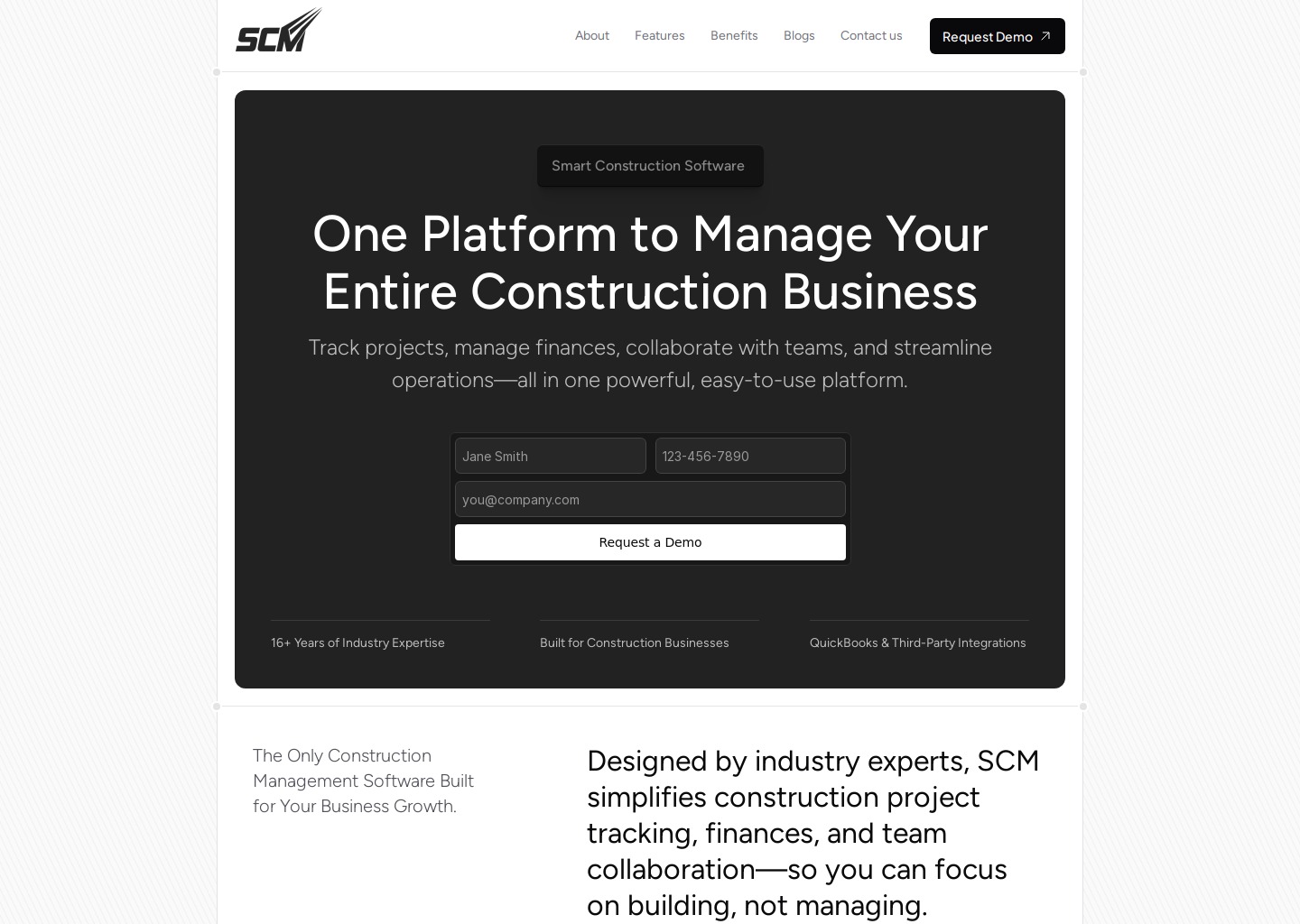 SCM – Framer Website Design & Development — website design on Landdding
